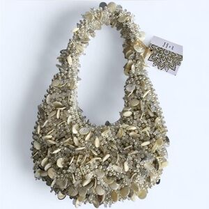 seashell + pearl beaded bag